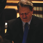 Former Vice President Al Gore signs books after his presentation at the University of Redlands